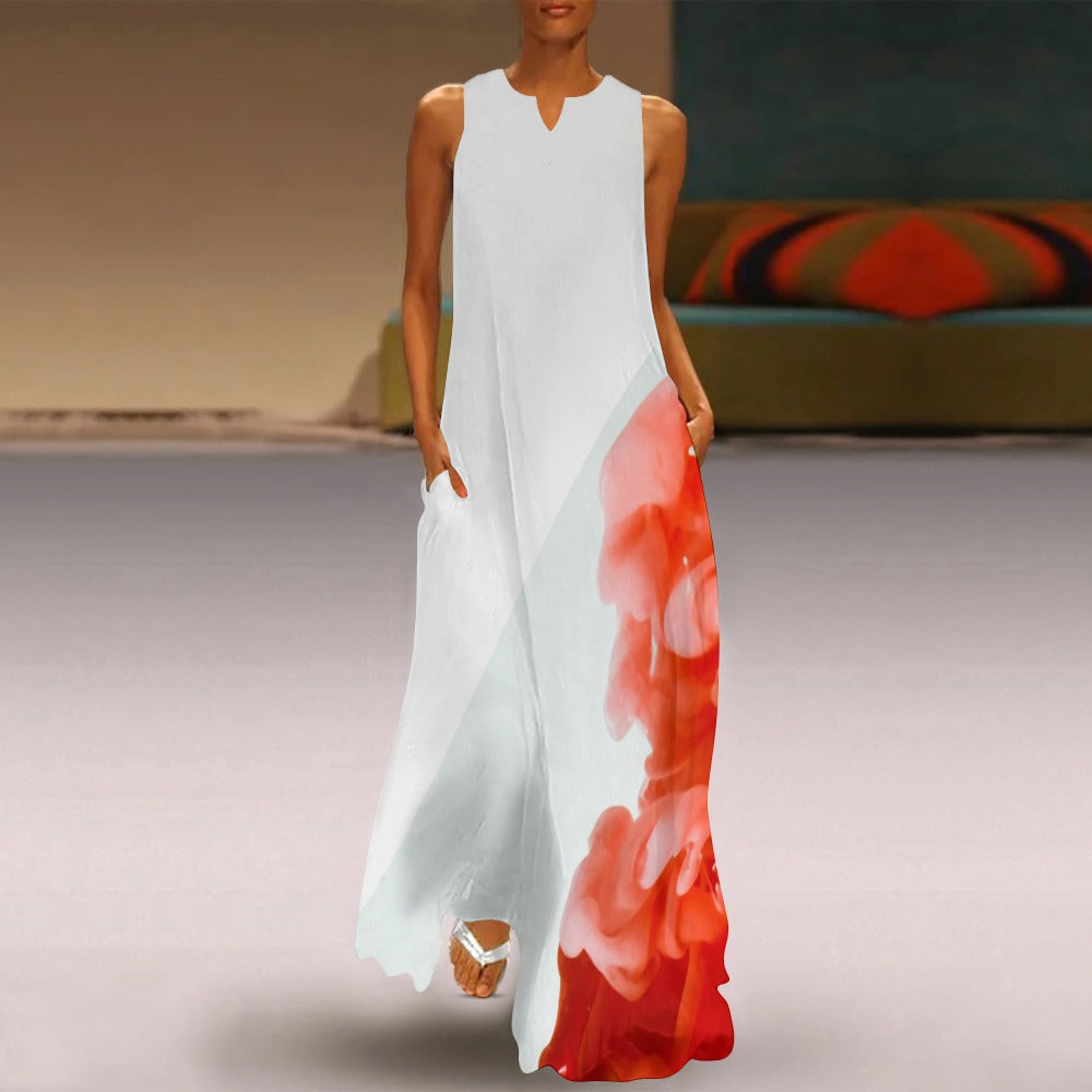 Smoke White and Red Long dress