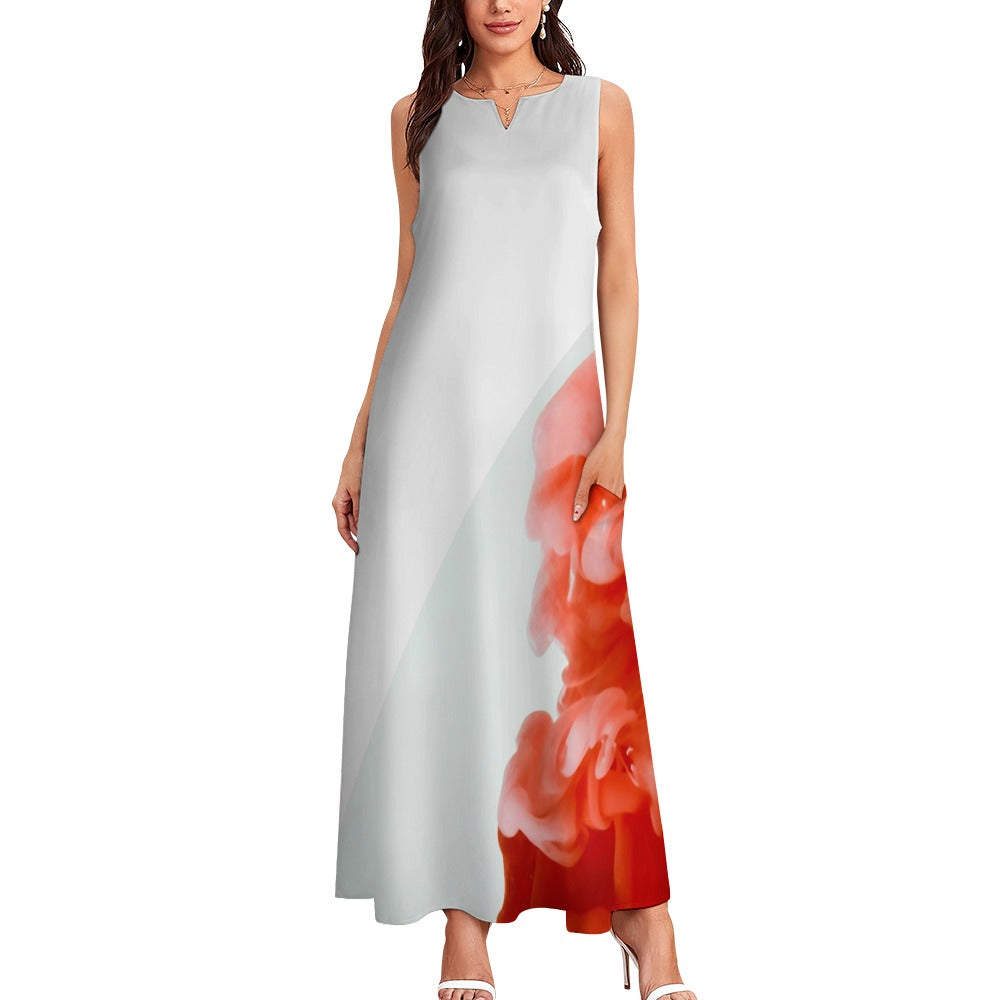 Smoke White and Red Long dress