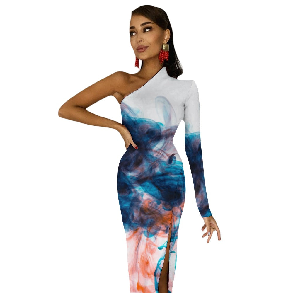 Derrick Allan Half Sleeve Slit Dress