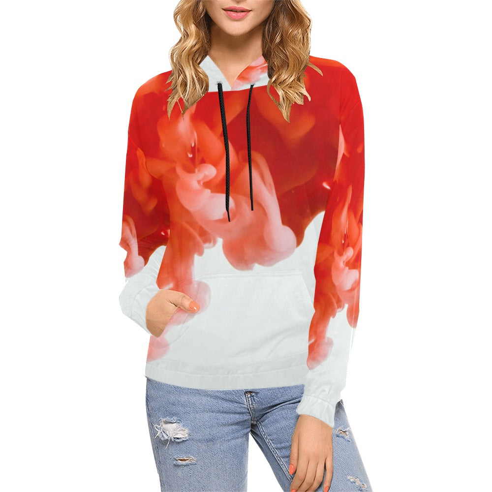 Women's Smoke Red Print Hoodie