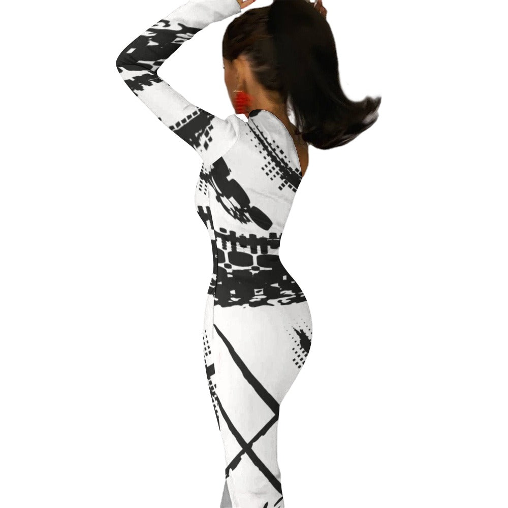 Derrick Allan Half Sleeve Slit Dress