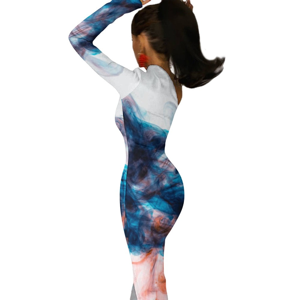 Derrick Allan Half Sleeve Slit Dress