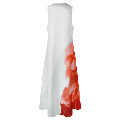Smoke White and Red Long dress