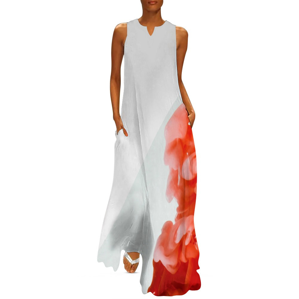 Smoke White and Red Long dress