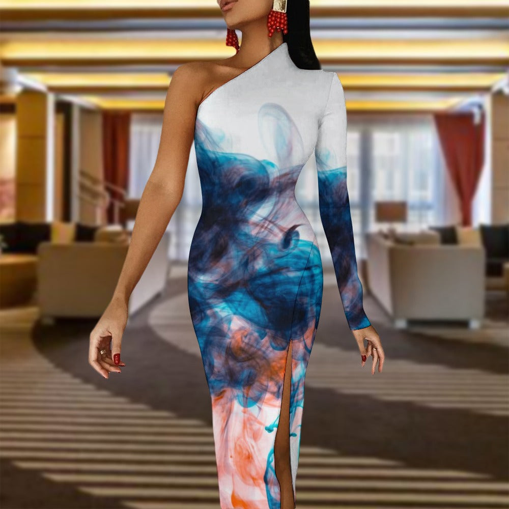 Derrick Allan Half Sleeve Slit Dress