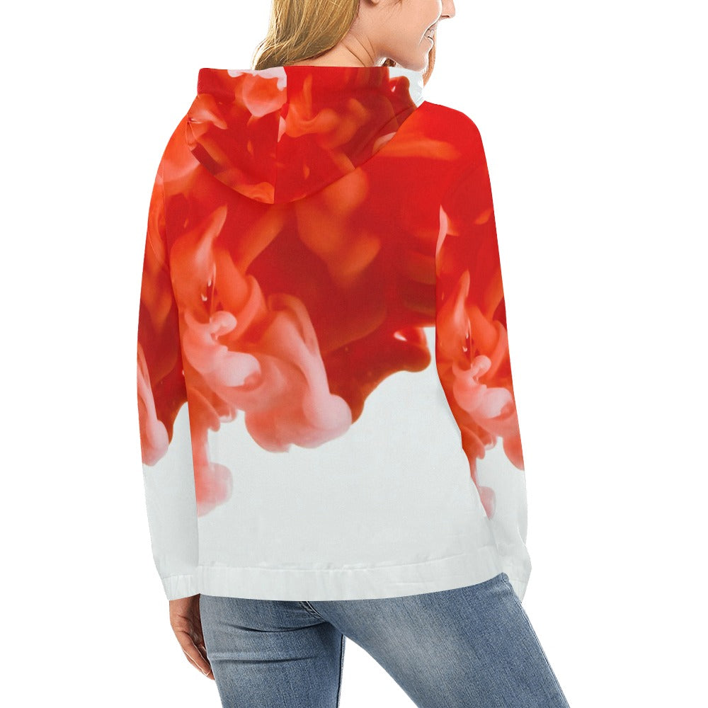 Women's Smoke Red Print Hoodie