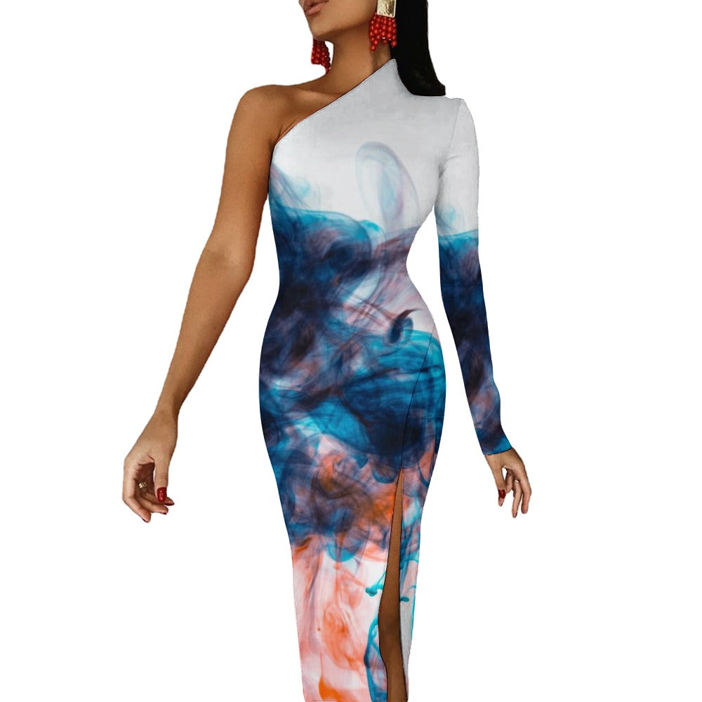 Derrick Allan Half Sleeve Slit Dress