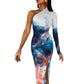 Derrick Allan Half Sleeve Slit Dress