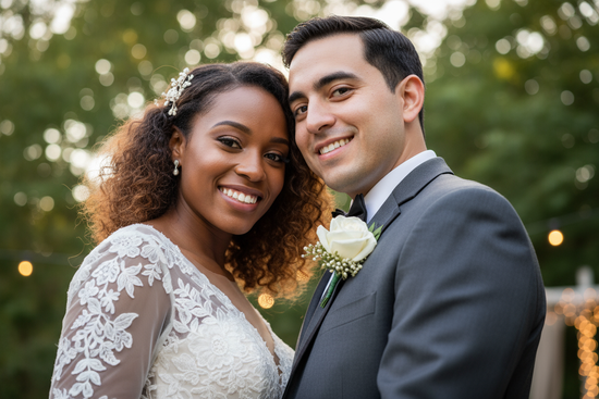 make this a close of the bride and groom